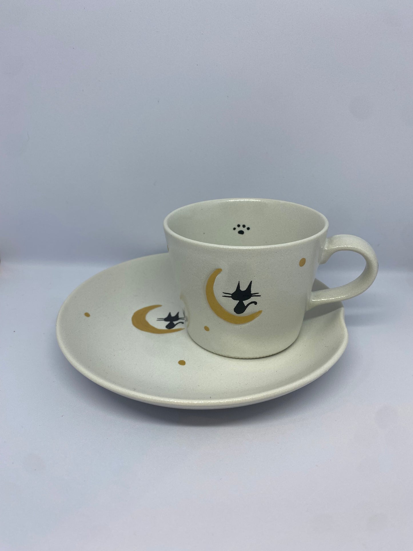 Taza con plato Gato y Luna