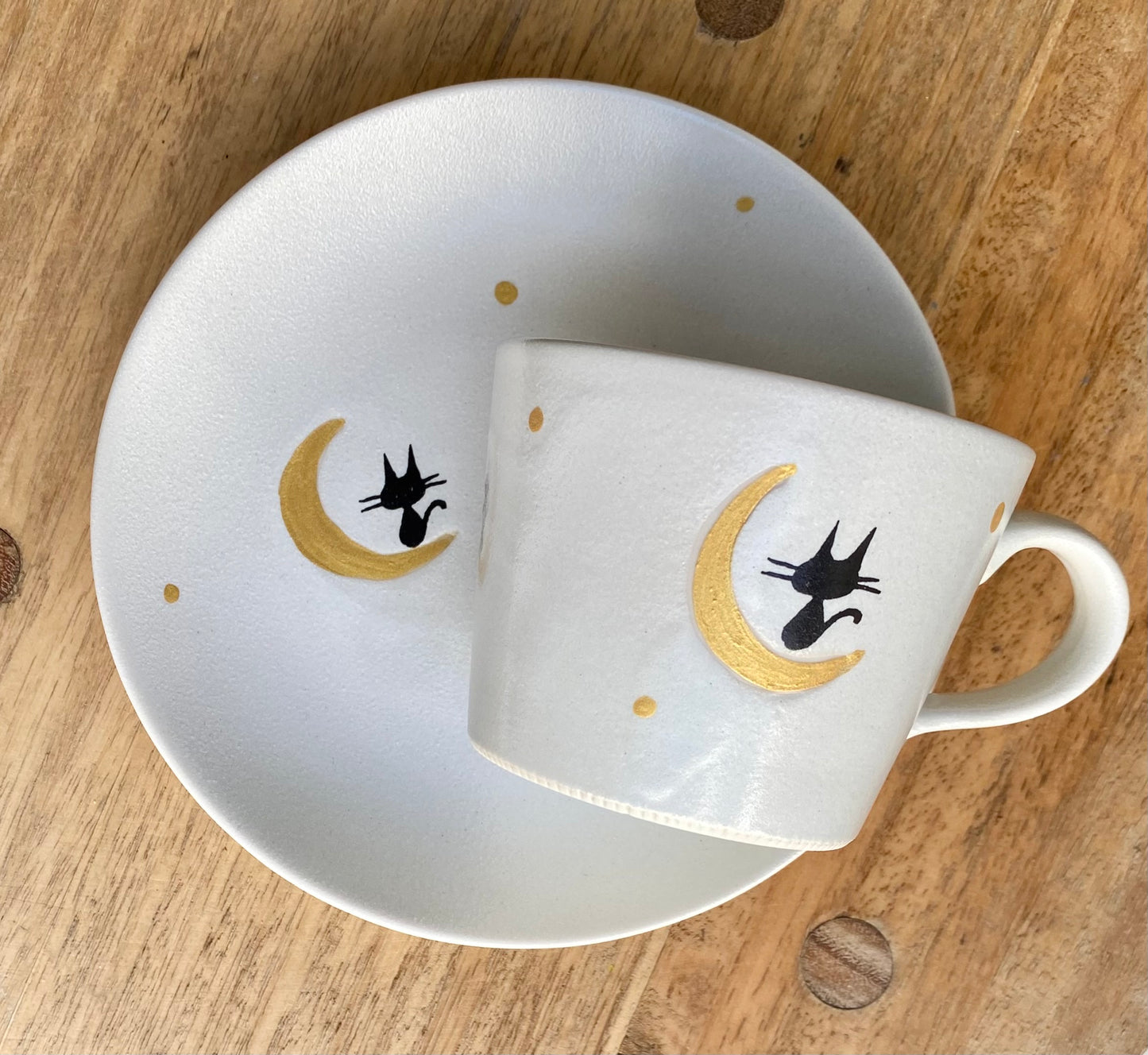 Taza con plato Gato y Luna