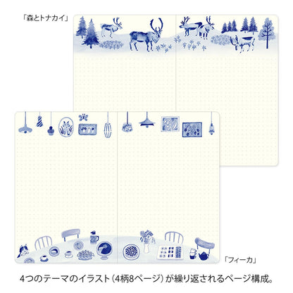 Yuru Log Notebook (B6) Blue Nordic. MIDORI