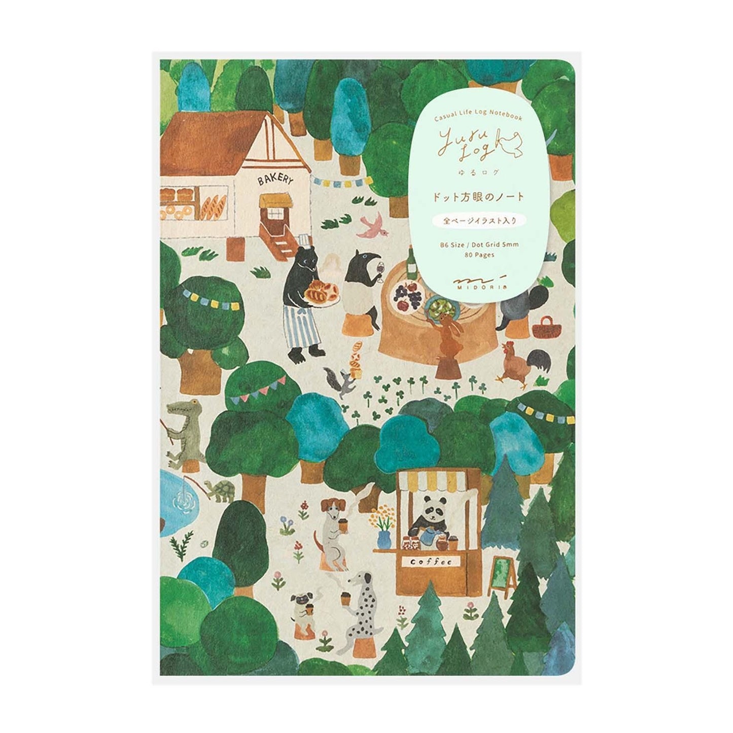 Yuru Log Notebook (B6) Forest Animal. MIDORI