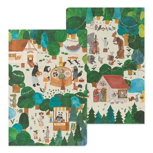 Yuru Log Notebook (B6) Forest Animal. MIDORI
