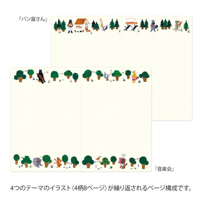 Yuru Log Notebook (B6) Forest Animal. MIDORI
