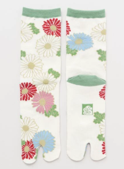 Calcetines Tabi 23-25cm Crisantemo. Kaya